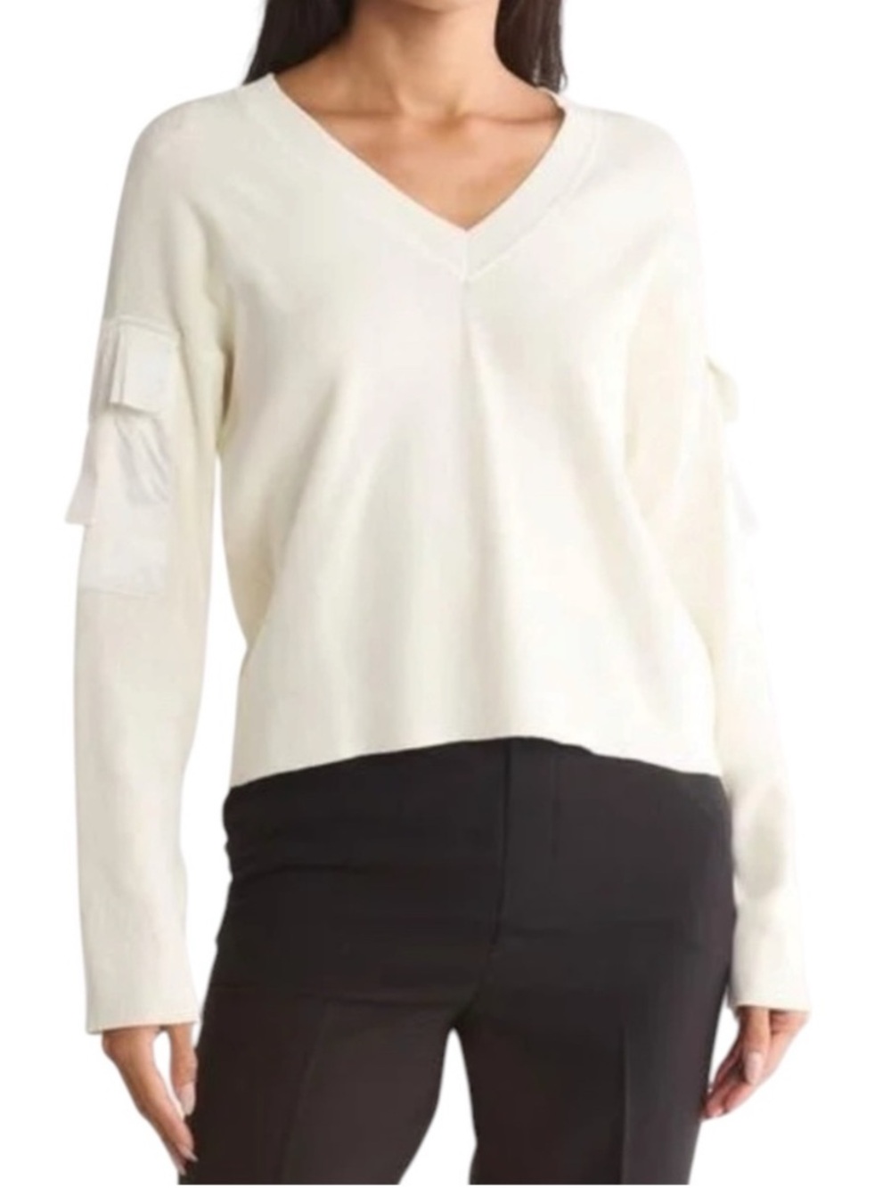 Parker V Neck Pullover Sweater Antique‎ White Women Size Large